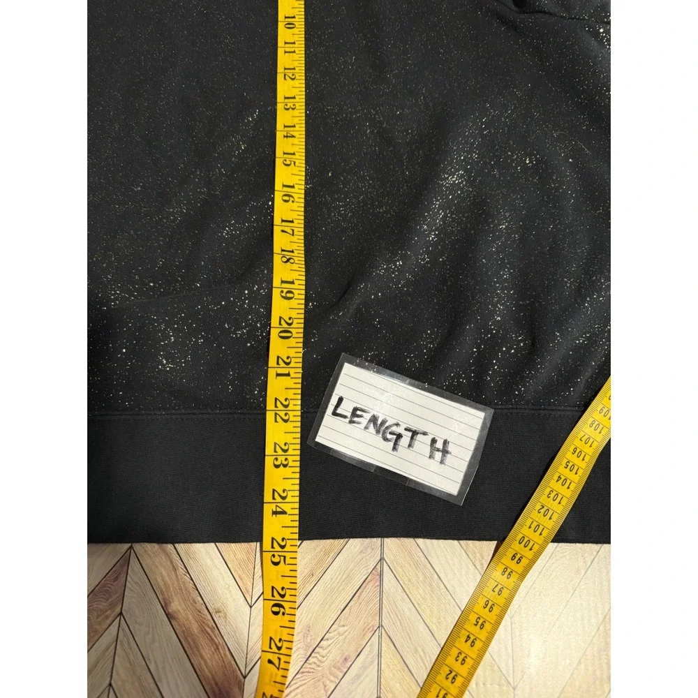 Nike Sweatshirt Womens 2X Black Stardust Gold Metallic Fleece Crewneck‎ Sporty